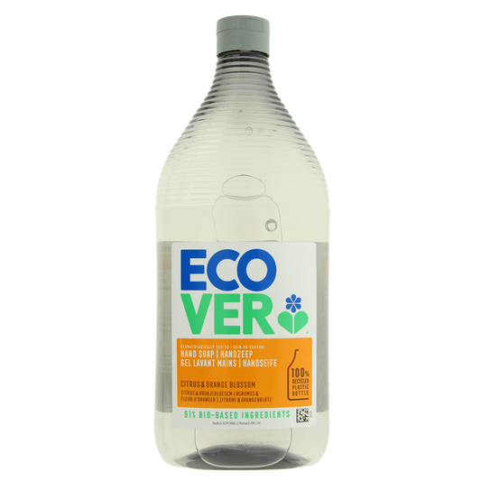 Ecover Essential citrus hand soap in a 950ml bottle, featuring a bright citrus scent and hand care formulation.
