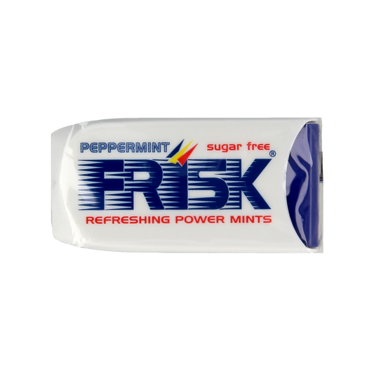 Frisk Peppermint snoepgoed in 5.70 gram package with peppermint candies and colorful wrapping.