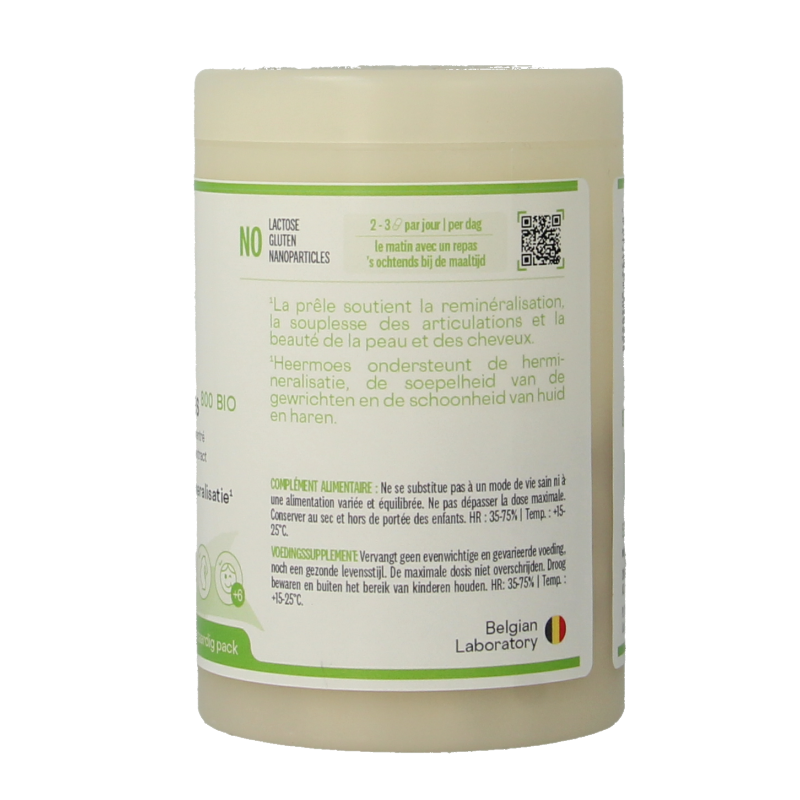 Be-Life Heermoes bio herbal supplement capsules, showing 60 capsules in a clear container on a white background.
