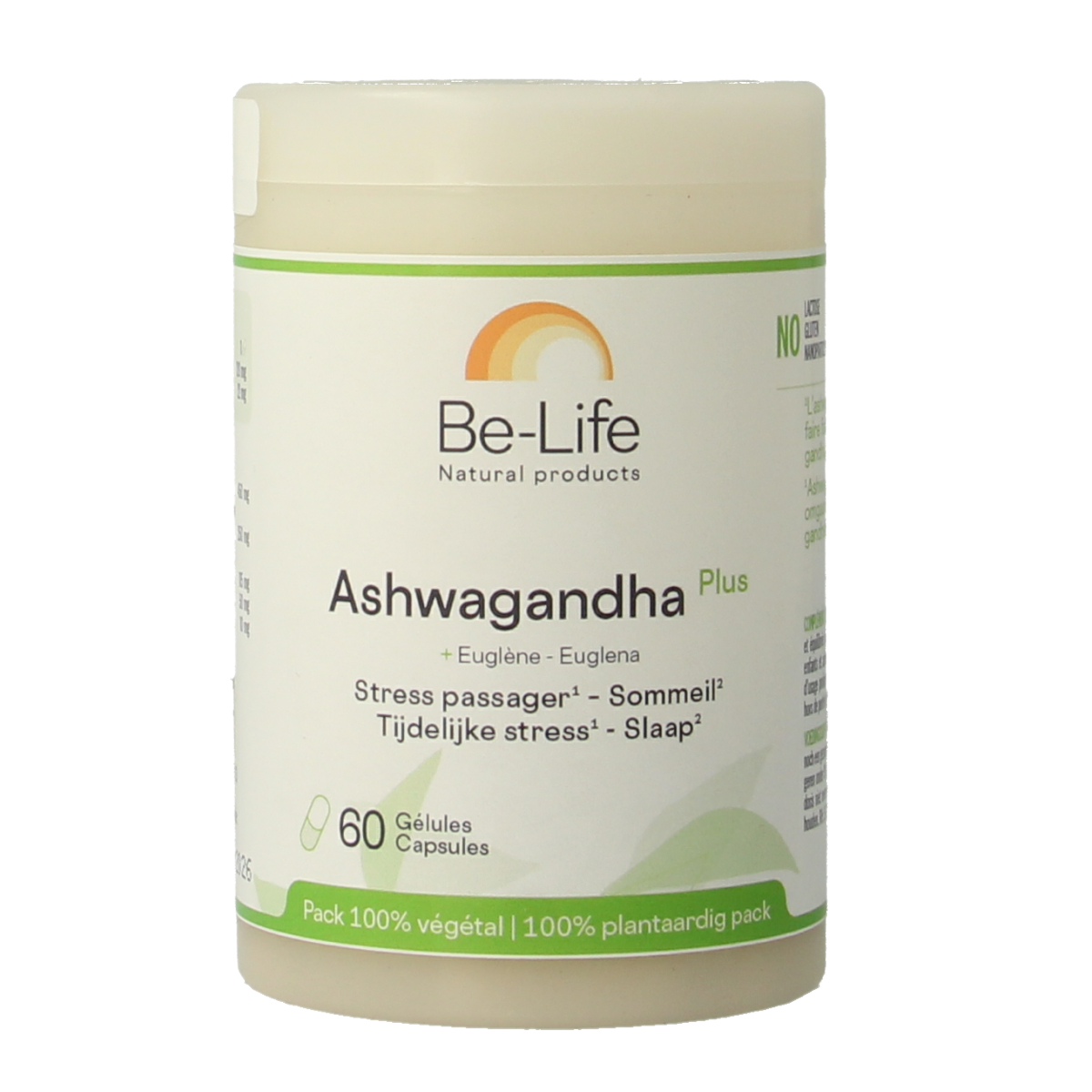 Be-Life Ashwagandha capsules, herbal supplement in a bottle, 60 capsules, natural adaptogen for stress support