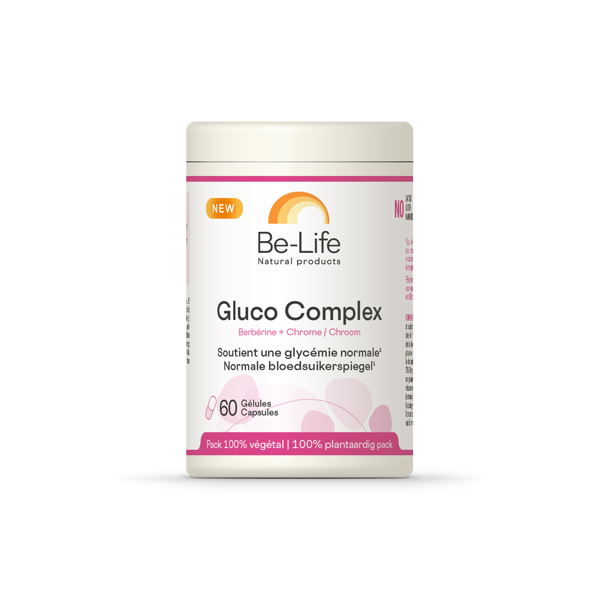 Be-Life Gluco Complex multivitamin capsules in a bottle, dietary supplement for supporting glucose metabolism and overall health