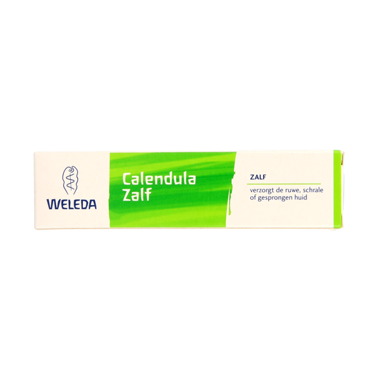 Weleda Calendula Zalf 25g herbal body care cream in a tube, suitable for soothing skin and natural skincare.