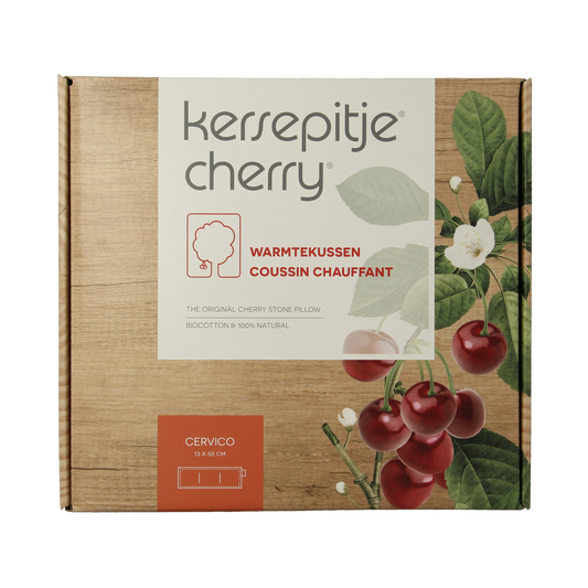 Kersepitje cervico kruiken 13x55 cm, soft fabric cover, designed for neck and shoulder warmth, by Kersepitje.