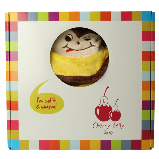 Cherry Belly Cherry belly baby kussen with kersenpitkussen design featuring honey bee motif, shown in close-up image.