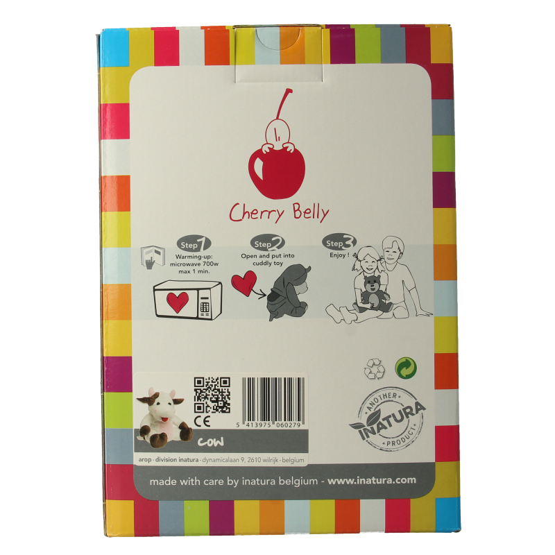 Spruyt Hillen Cherry Belly SR Koe plush toy, soft stuffed animal for children, featuring a cute cartoon cow design.