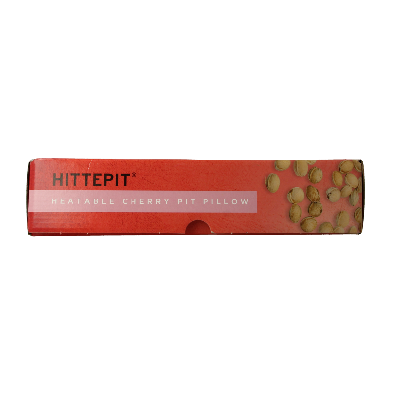 Rectangular cherry pit heat pack from Hittepit, reusable kruiken for soothing warmth, shown in the image.