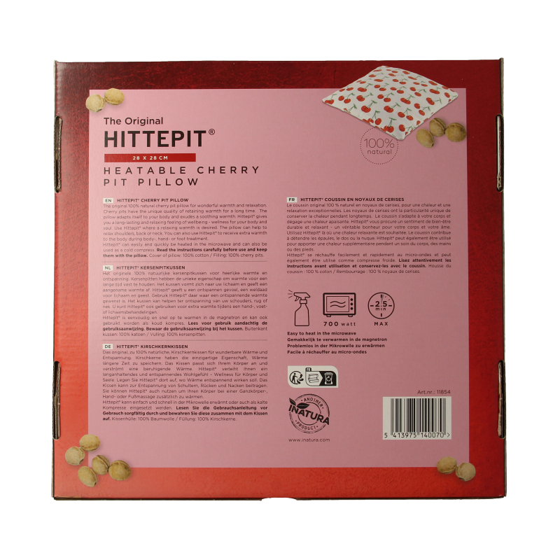 Red Hittepit Vierkant cherry-shaped ceramic kruik, front view showing glossy glazed surface and square shape.