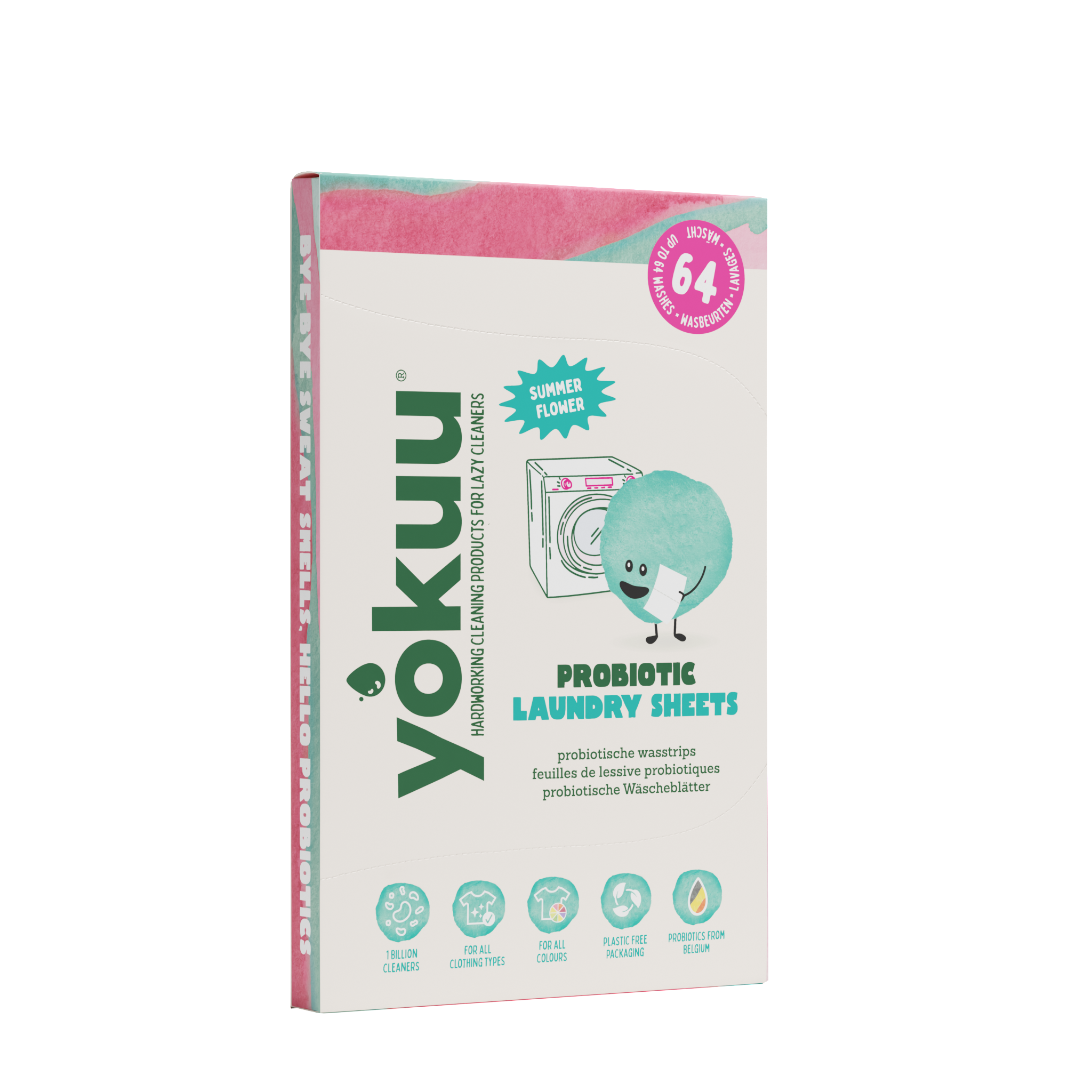 Yokuu Wasstrips summer flowers laundry detergent strips in a pack, featuring floral scent and lightweight, eco-friendly design.