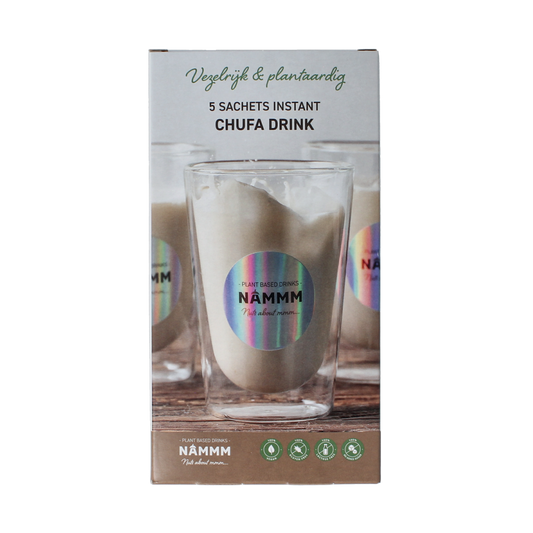 Nammm Chufa drink sachets, packaged in 5.00 sachets, natural beverage from the Dranken en Sappen category.