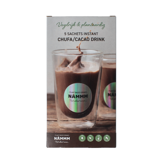 Nammm Chufa drink cacao sachet, a natural chocolate-flavored beverage in a small packet.