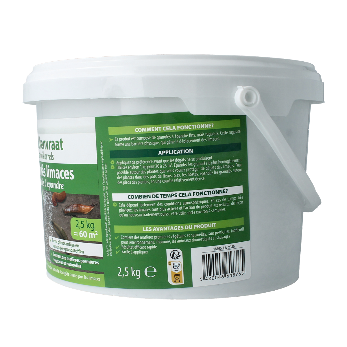 BSI Slakkenvraat natural snail repellent in 2500g package for garden protection and pest control.