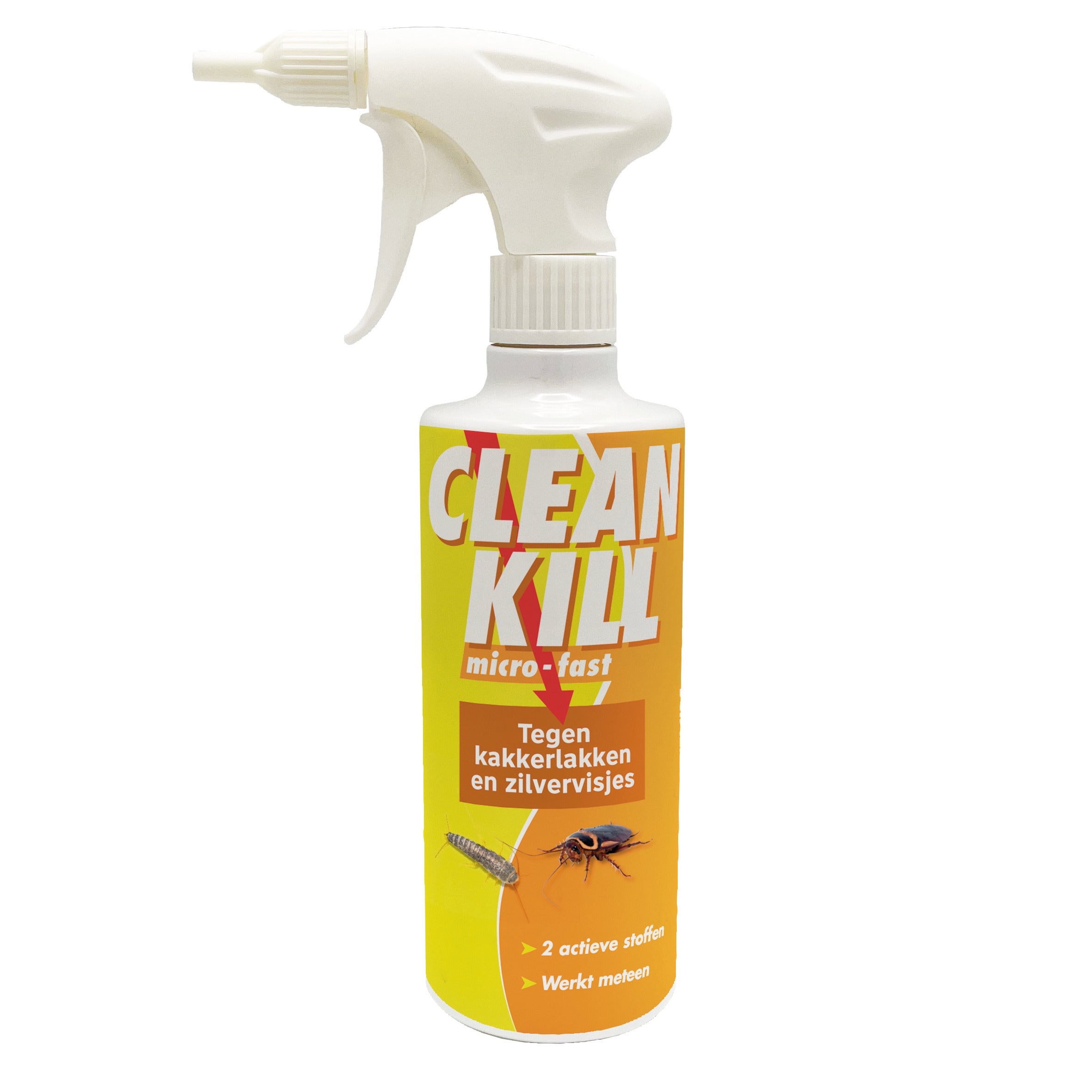 BSI Clean Kill micro-fast insecticide spray for cockroaches and silverfish in a 500ml bottle, used for home and comfort.
