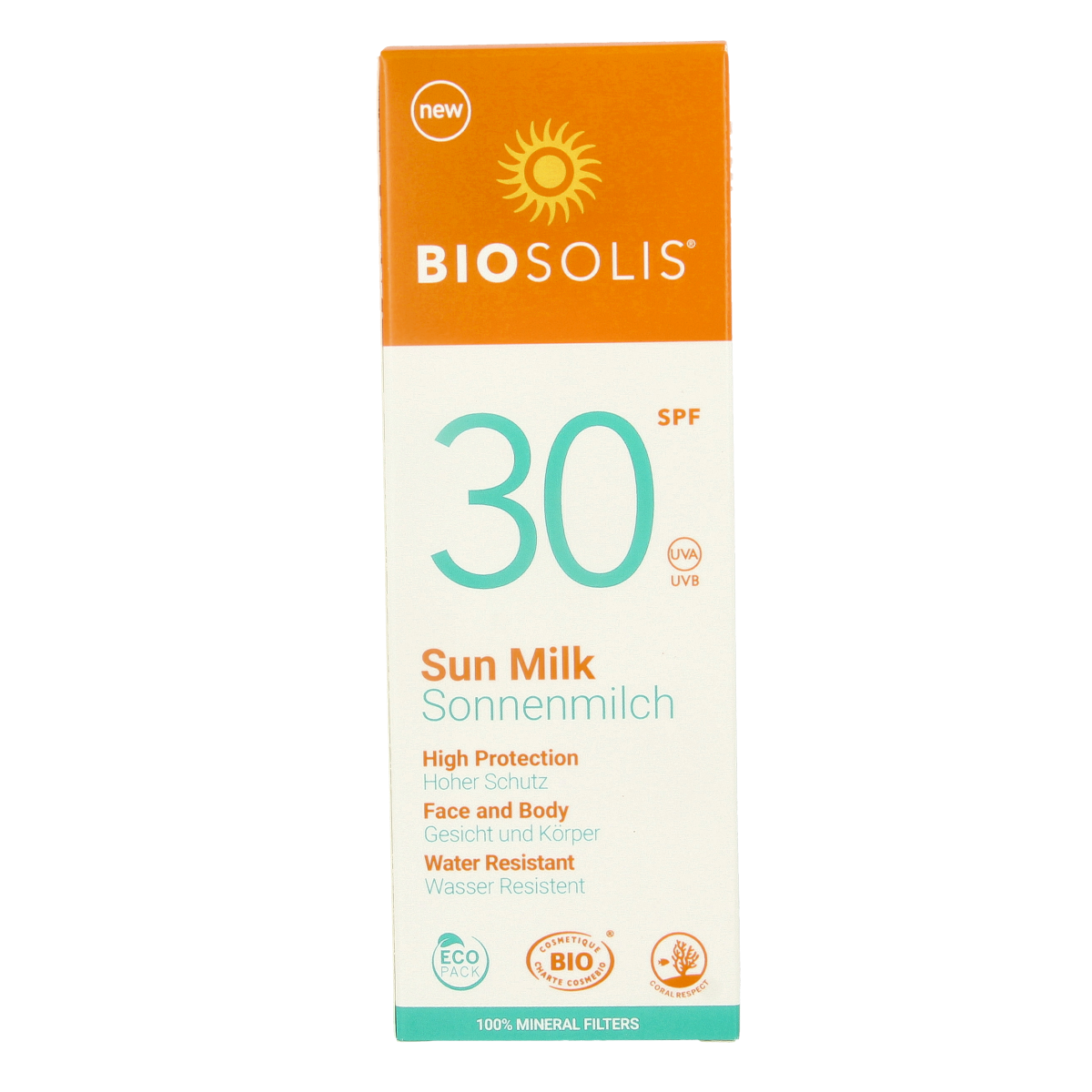 Biosolis SPF30 sun milk for face and body in 100ml bottle, natural sunscreen with broad-spectrum protection