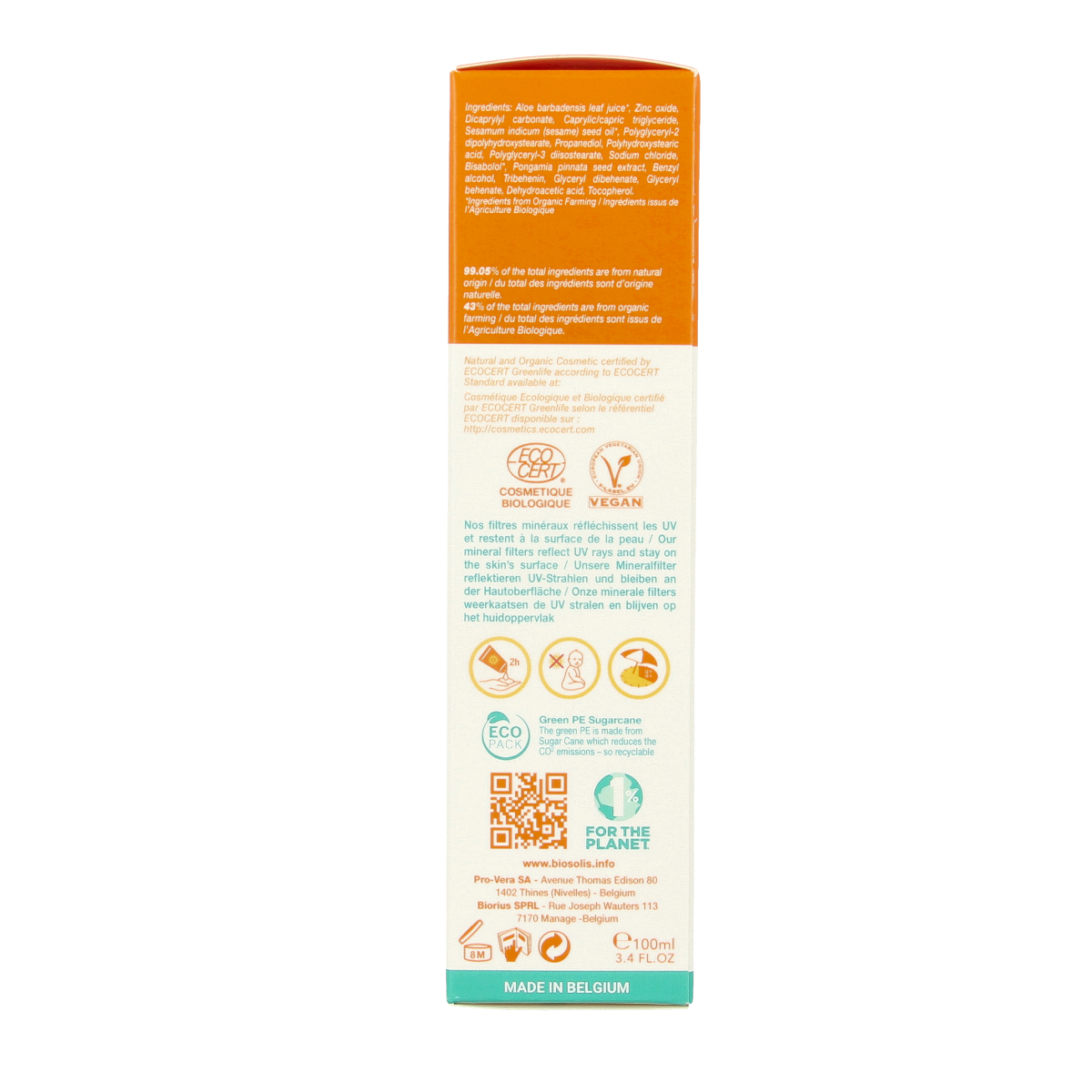 Biosolis SPF 30 face and body sun milk in 100ml bottle, natural sunscreen for skin protection during sun exposure