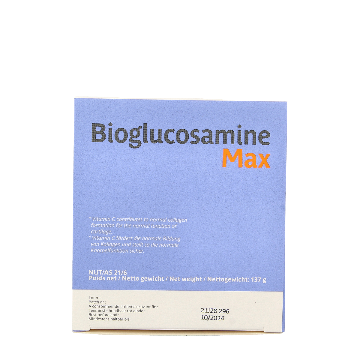 Trenker Bioglucosamine mineral supplement sachets, 1250 mg, natural joint support, 90 sachets in a box.