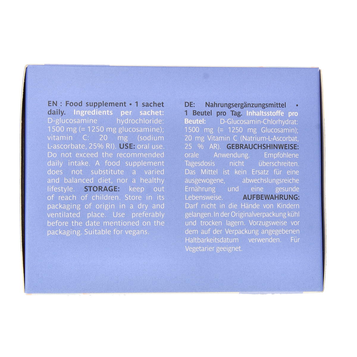 Trenker Bioglucosamine mineral supplement sachets, 1250 mg, natural joint support, 90 sachets for healthy cartilage.