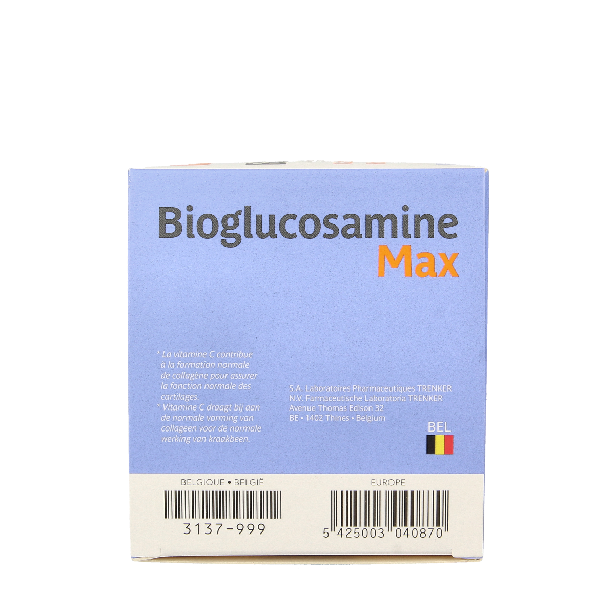 Trenker Bioglucosamine 1250 mg mineral supplement in a box with 90 sachets, designed to support joint health and mobility.
