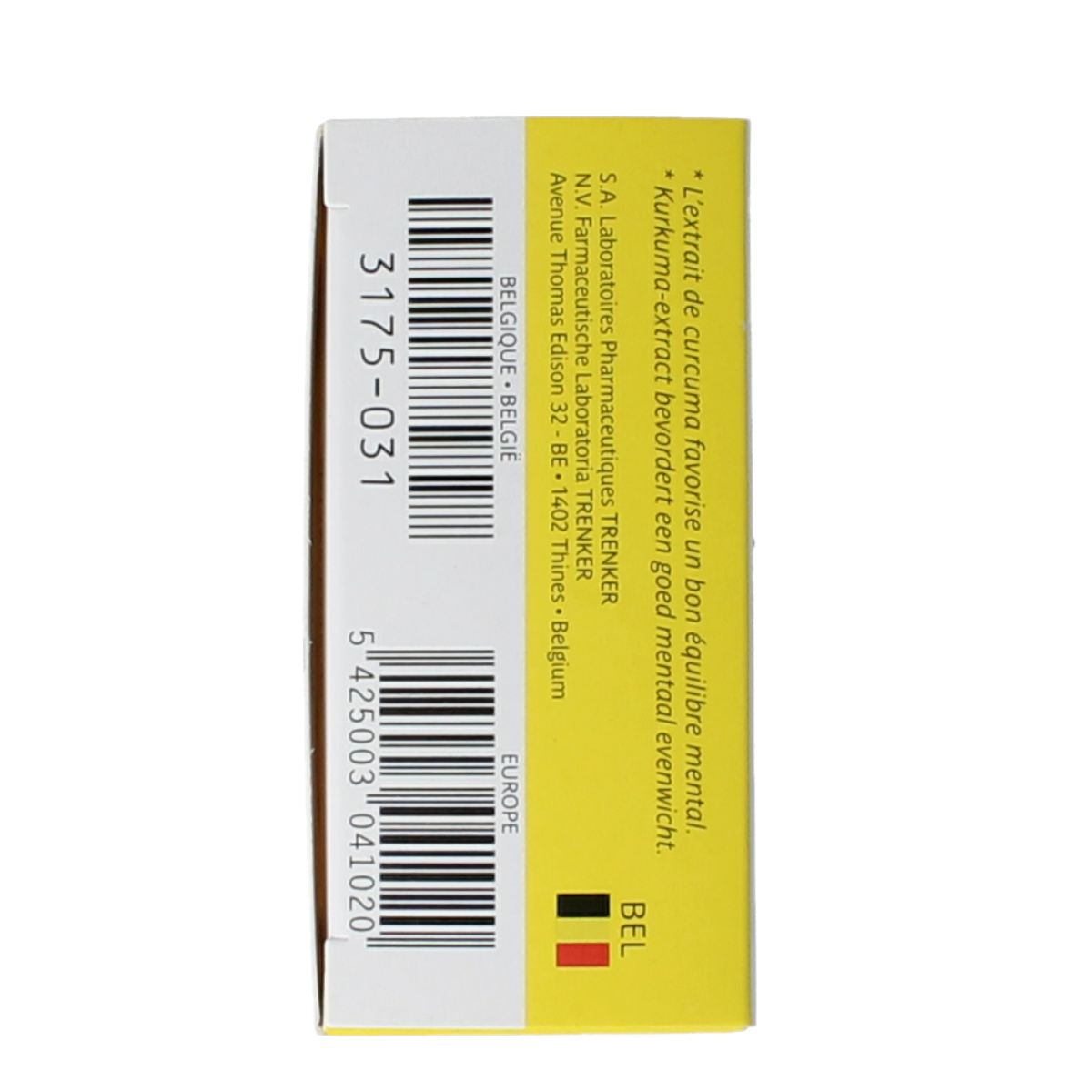 Trenker Kwalitis herbal supplement capsules in a container, natural ingredients for health support, Kruidenpreparaten product.