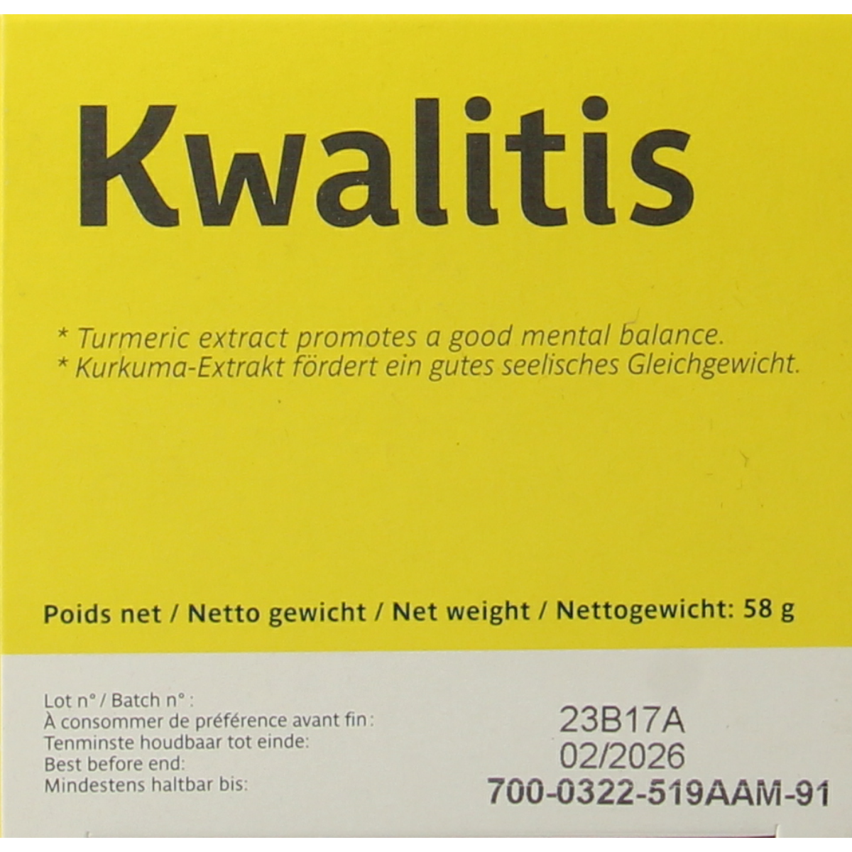 Trenker Kwalitis 90 capsules of herbal supplement in a clear container with label, showcasing the product's capsules and branding.