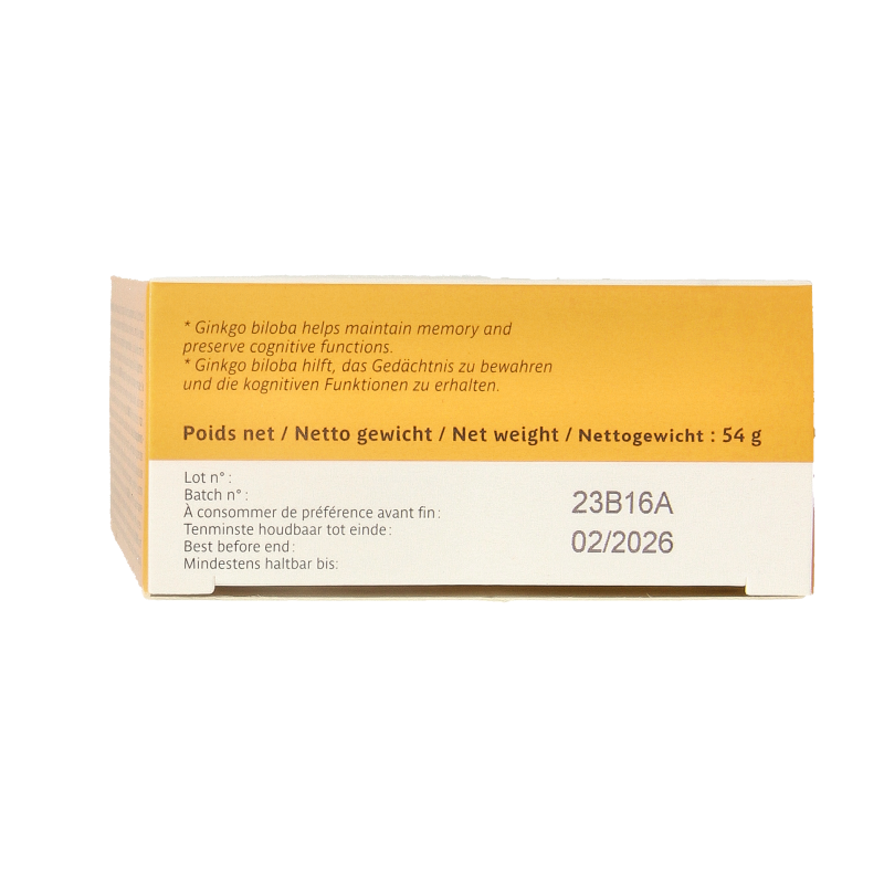 Trenker Memovital herbal supplement box with 60 tablets, featuring natural ingredients in a white and green packaging.