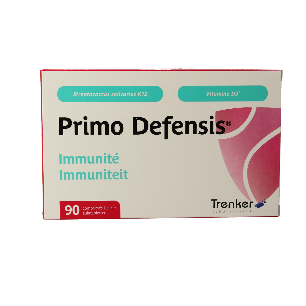 Trenker Primo Defensis multivitamin chewable tablets, zinc and vitamin supplement for immune support, shown in blister packaging.