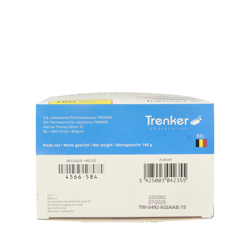Trenker Magnesis mineral supplement capsules in a bottle, natural health product for magnesium intake.