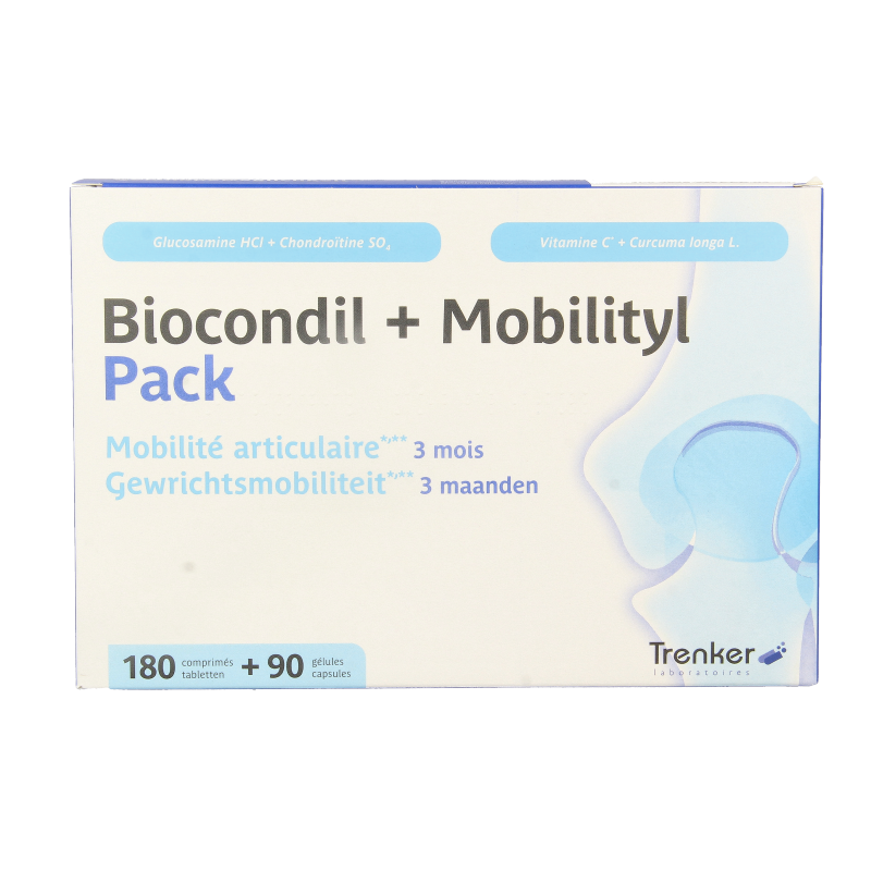 Trenker Duopack of Biocondil 180 tablets and Mobilityl 90 capsules, mineral supplement set for joint support and mobility.
