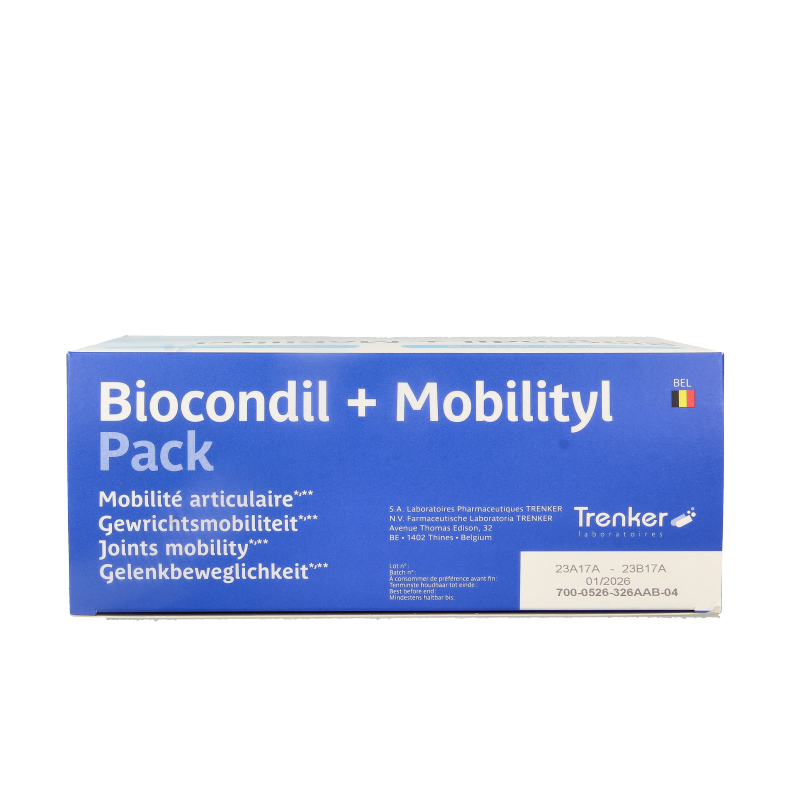Trenker Duopack of mineral supplements including Biocondil 180 tablets and Mobilityl 90 capsules for joint support.