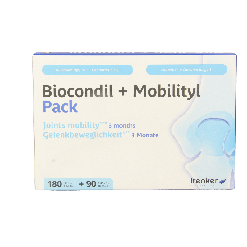 Trenker Duopack with Biocondil 180 tablets and Mobilityl 90 capsules, mineral multivitamin supplement set.