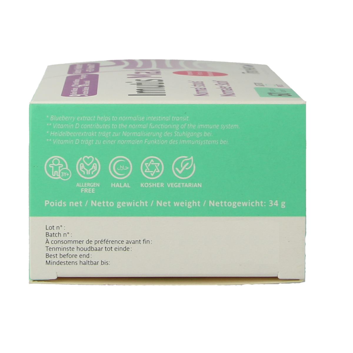 Trenker Imutis Max micro-organisms capsules, 60-count bottle, showing the supplement packaging and capsules inside the bottle.