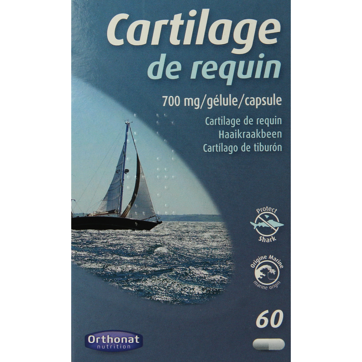 Trenker shark cartilage mineral supplement capsules, 60 count, showing the capsule bottle with label and capsules inside.
