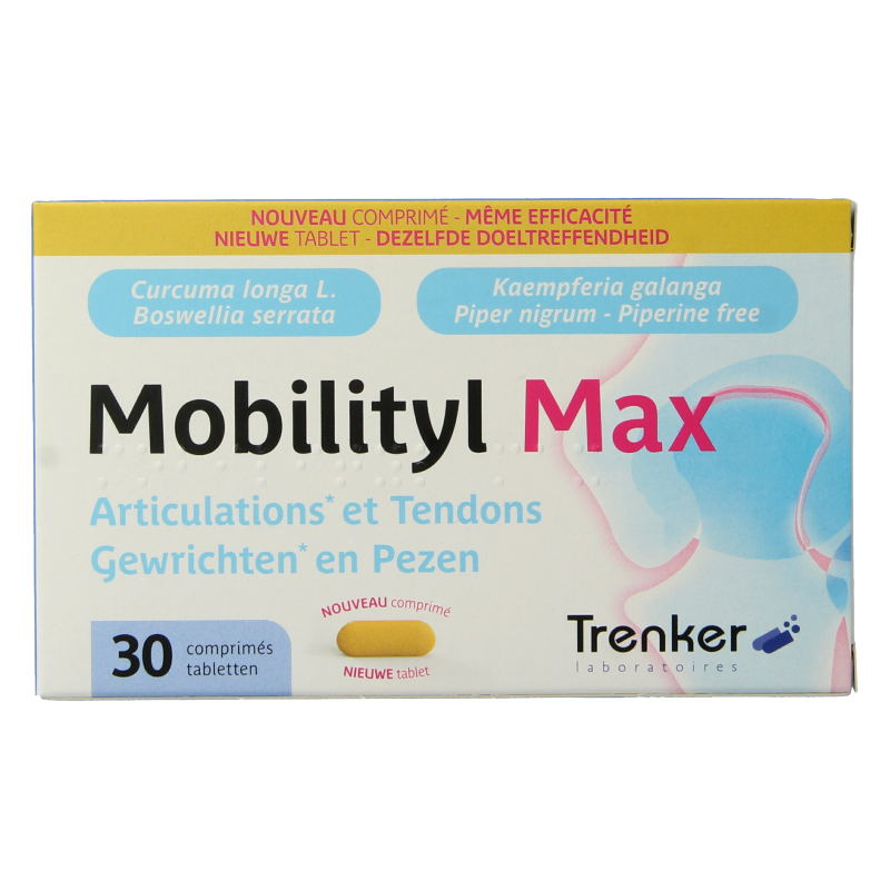 Trenker Mobilityl max 30 herbal tablets in a blister pack, natural kruidenpreparaten for joint and mobility support.
