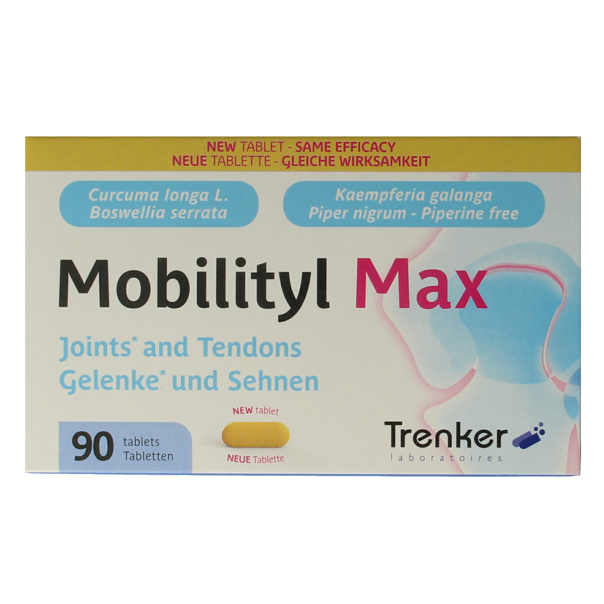 Trenker Mobilityl Max herbal supplement in a bottle of tablets, designed to support joint and mobility health.