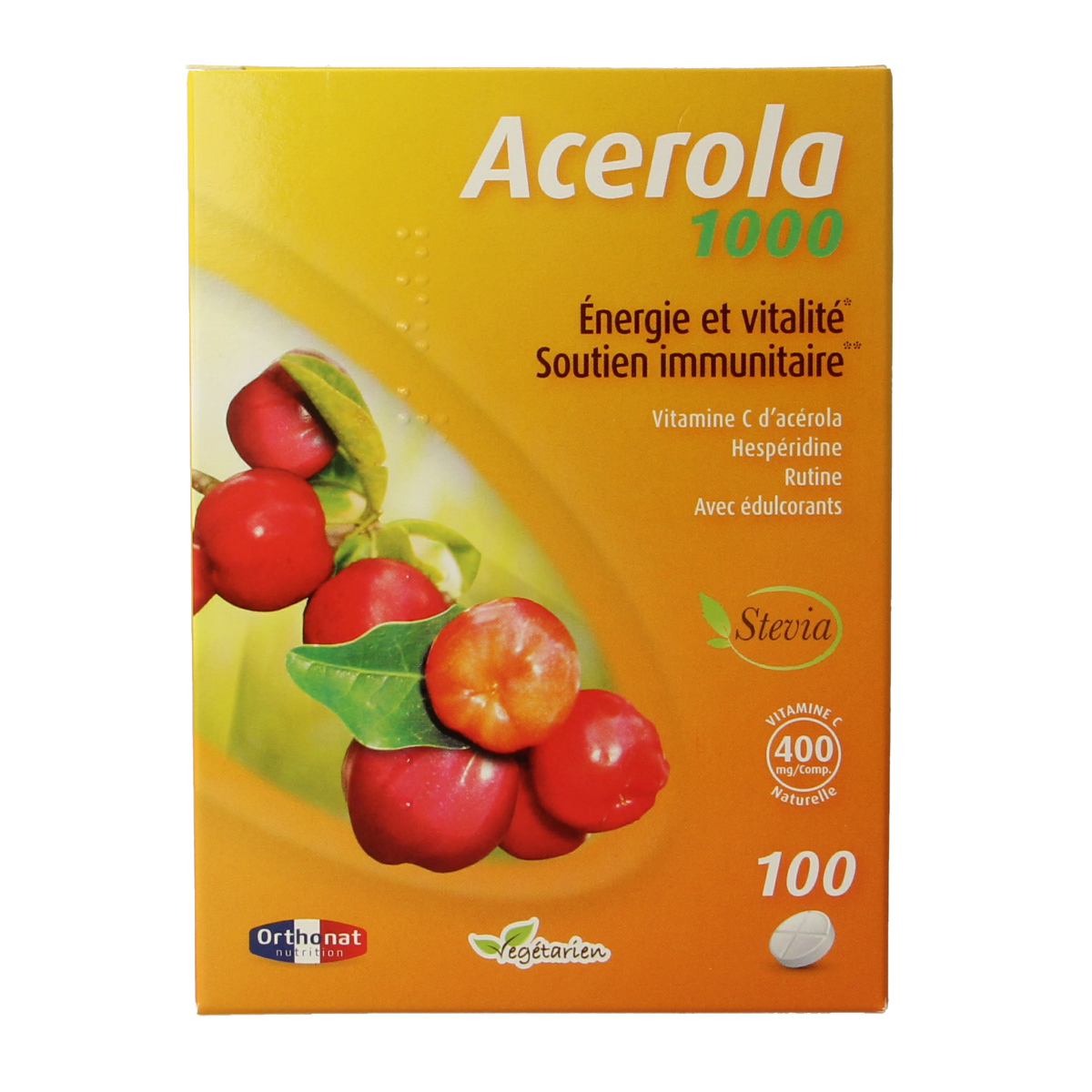 Trenker Acerola 1000 tabletten in a bottle, herbal supplement with vitamin C from acerola fruit, for immune support.