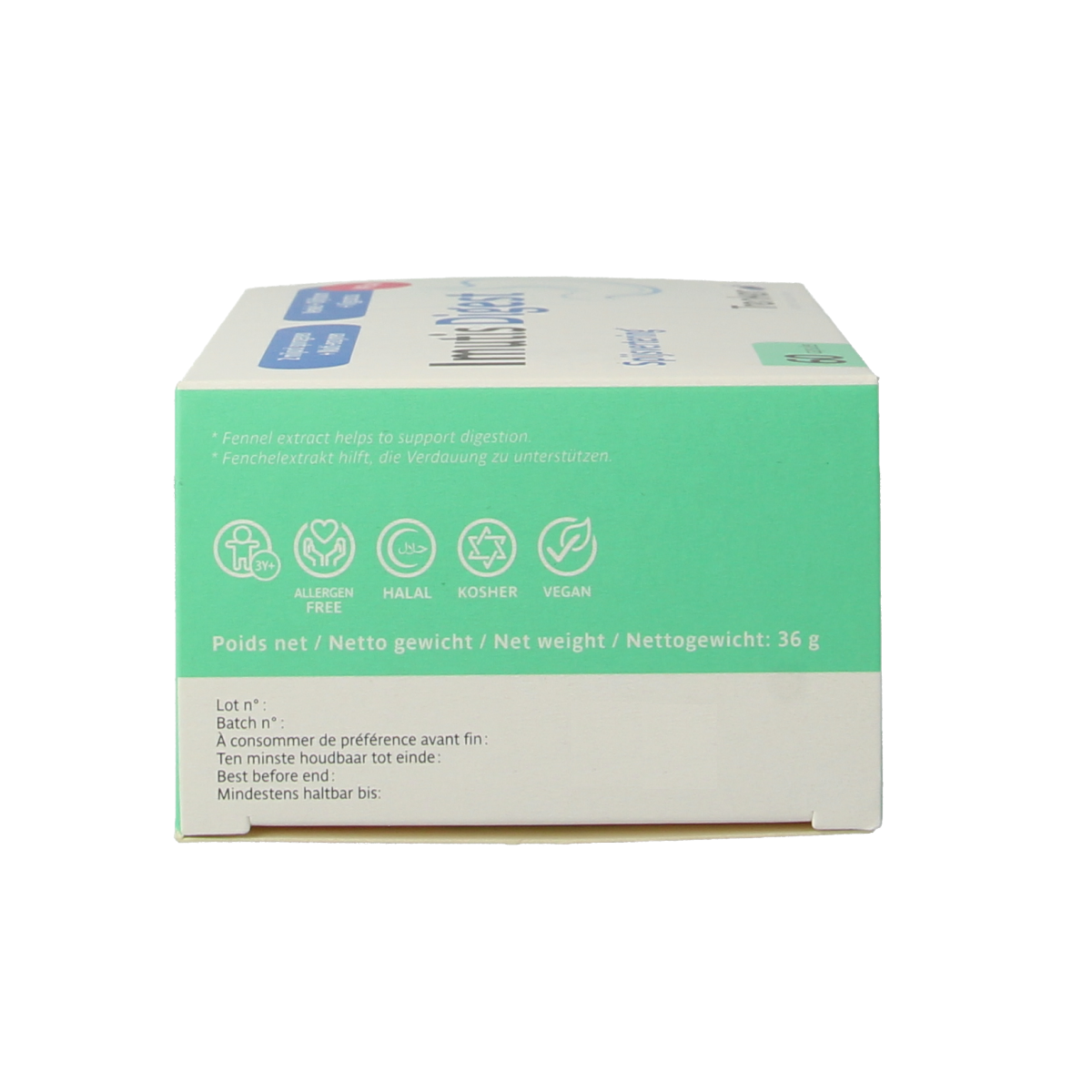 Trenker Imutis Digest micro-organisms capsules, 60-count, showing a bottle with capsules inside.