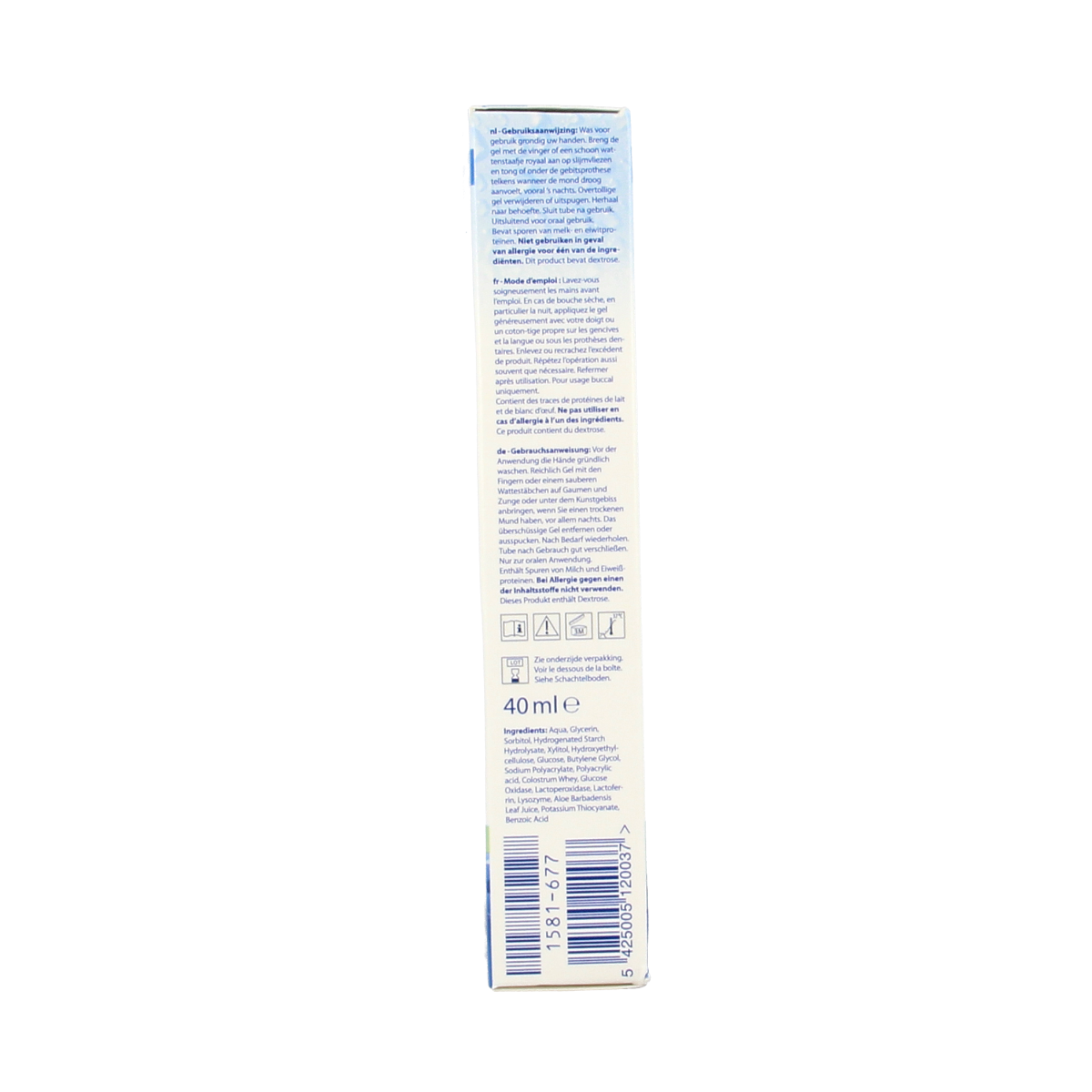 Bioxtra Bevochtigingsgel for dry mouth in a 40ml tube, used for oral hygiene and mouth moisture relief.
