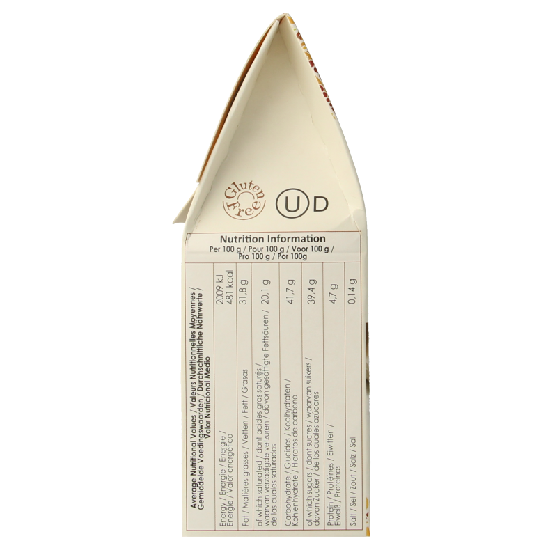 Belvas puur chocolade met licht gezouten caramel in 100 gram verpakking, showcasing smooth chocolate with caramel filling.