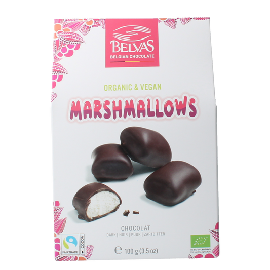Belvas organic marshmallow chocolates, 100g, sweet and soft snoepgoed with chocolate coating, natural and tasty confectionery.