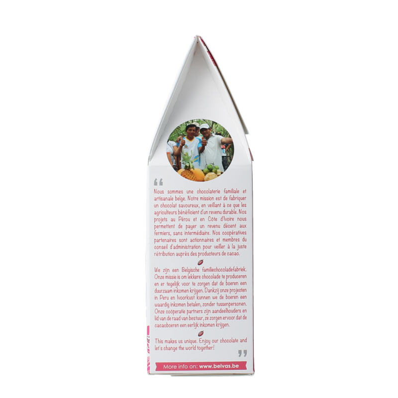 Belvas organic marshmallow chocolate candy in a 100g package, showing soft marshmallows coated in chocolate.