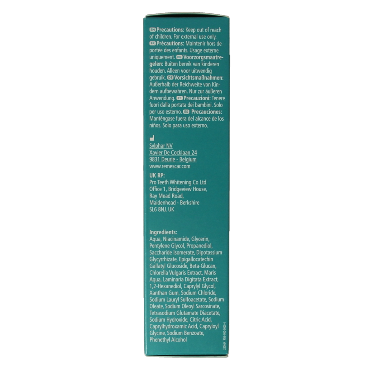Remescar Niacinamide serum in a 30ml bottle, facial skincare product with clear liquid and dropper applicator.