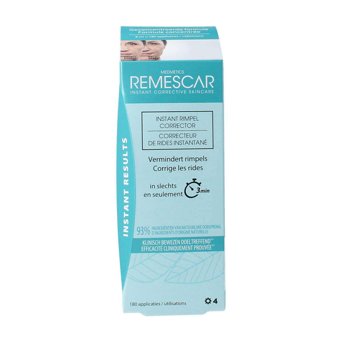Remescar Rimpel Corrector facial skincare product in 8ml tube, designed to reduce wrinkles and fine lines.