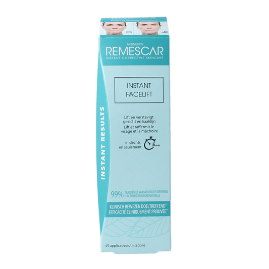 Remescar Instant Facelift Cream 40ml, facial skincare product with smooth texture and white packaging, designed for anti-aging.