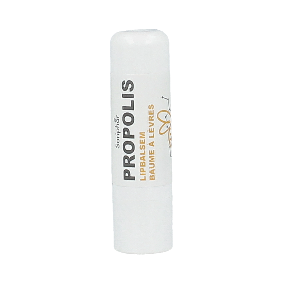 SoriaBel Propolis lipstick balm in a 4-gram tube, featuring natural lip care formula with soothing ingredients.