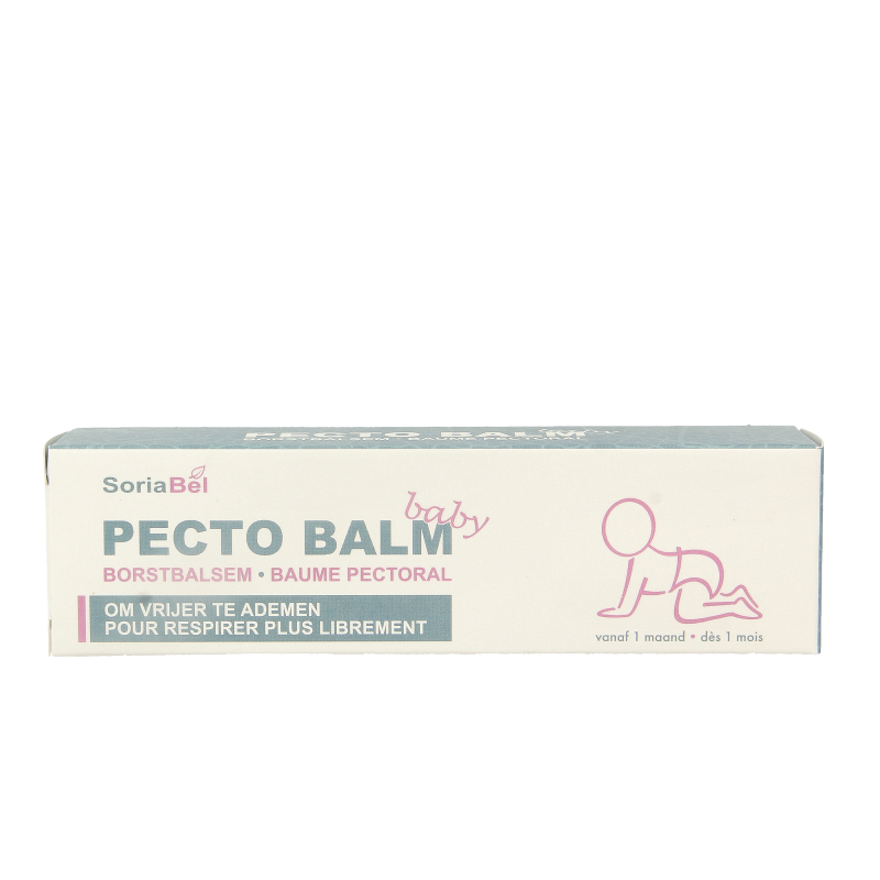 SoriaBel Pecto balm baby 50g, natural nasal care and inhalation balm in a small jar, designed for infants' nasal relief.