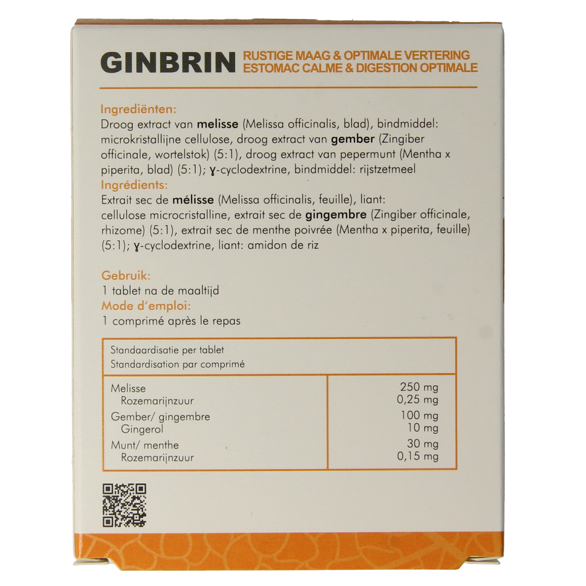 SoriaBel Ginbrin herbal supplement tablets in a blister pack, natural herbal remedy from SoriaBel for overall wellness.