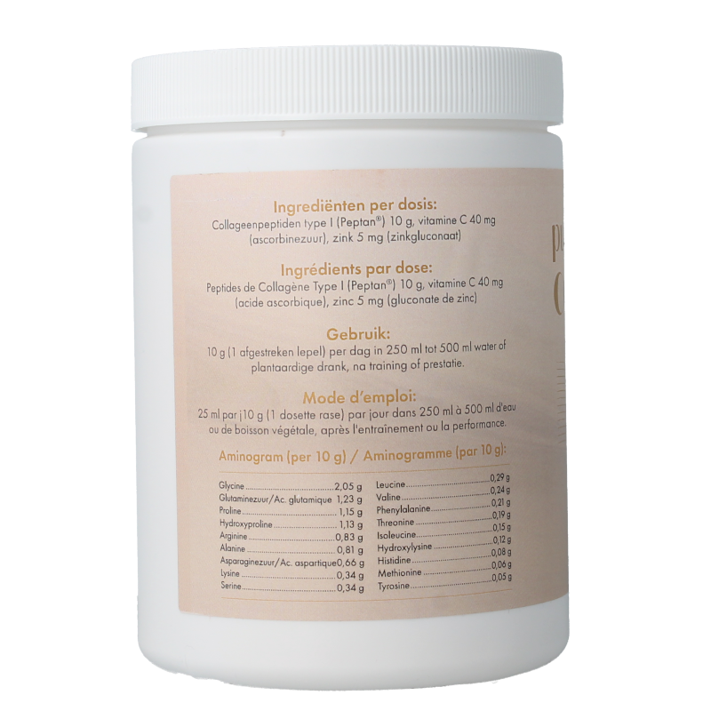 SoriaBel Collageen Peptan powder in a 350g container, herbal supplement for skin and joint support, with the product label visible.