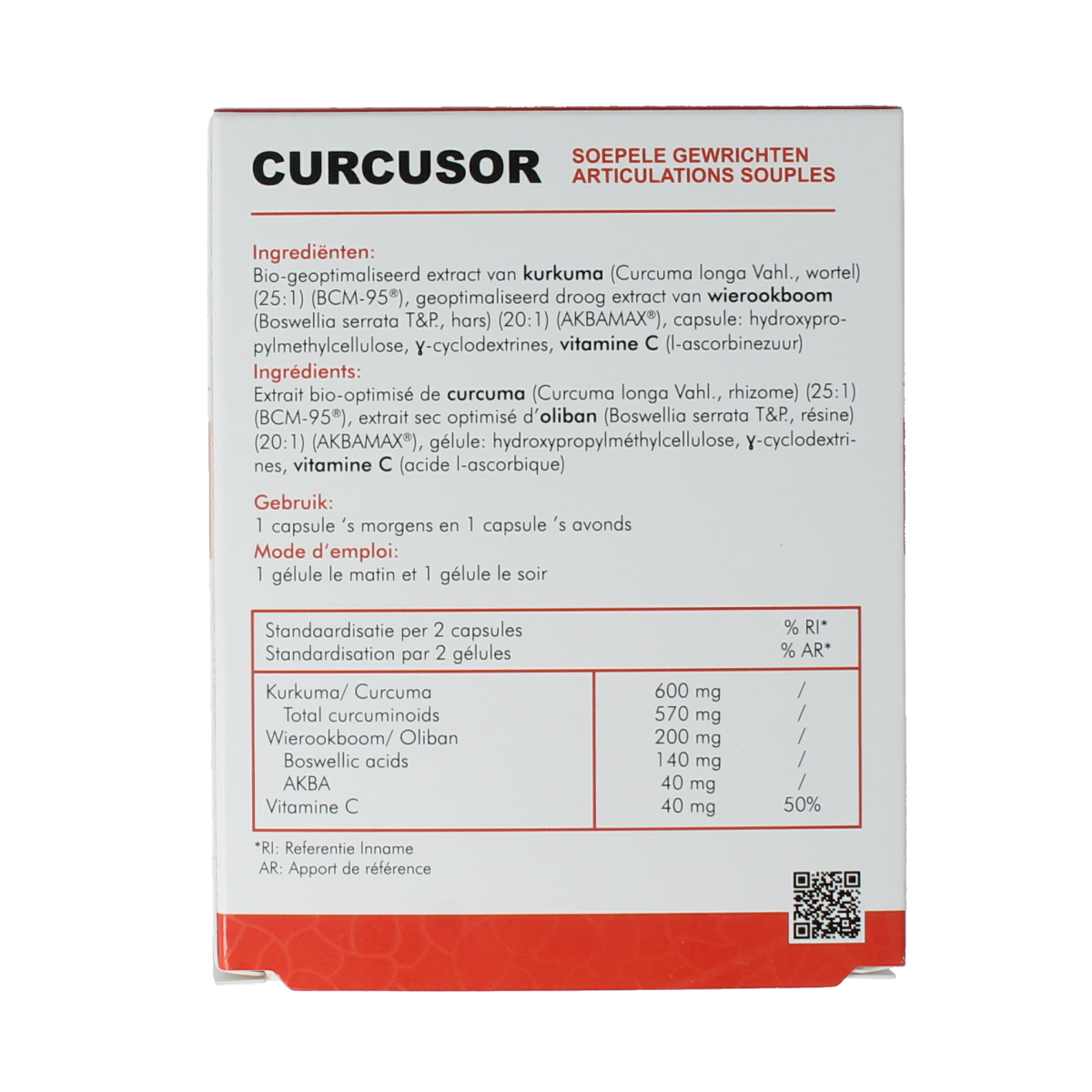 Bottle of Soriphar Curcusor CT 60 capsules, herbal supplement from Soriphar in a white container with a label.