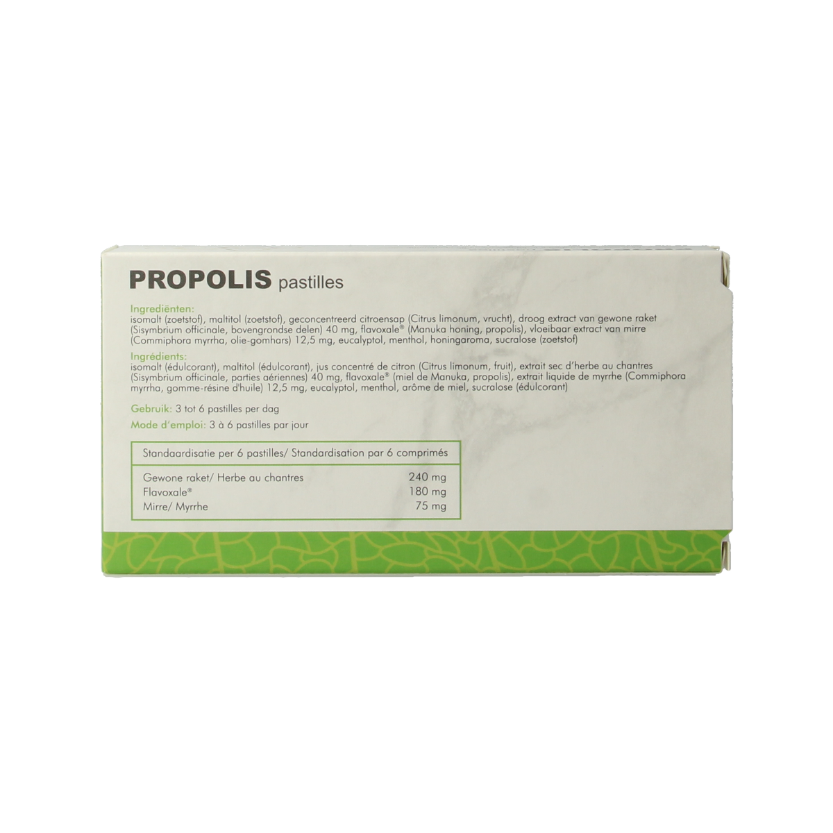 SoriaBel Propolis pastilles in a box, herbal remedy from kruidpreparaten, natural throat soothing supplement.