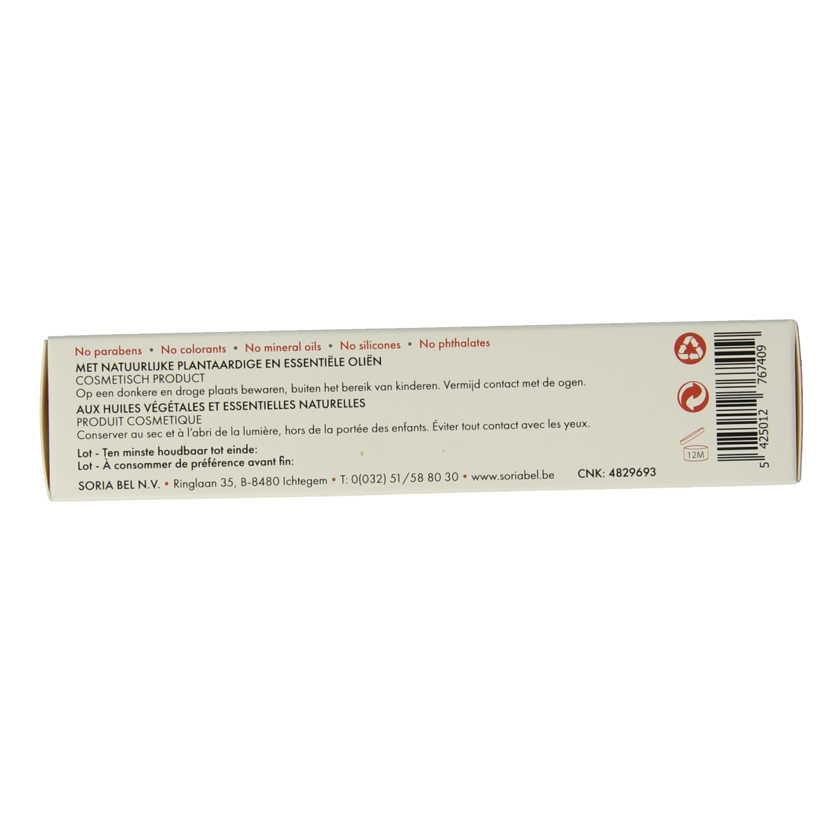 SoriaBel Hemotan zalf 30g tube, a body care ointment for skin treatment, with a white and green tube visible in the image.