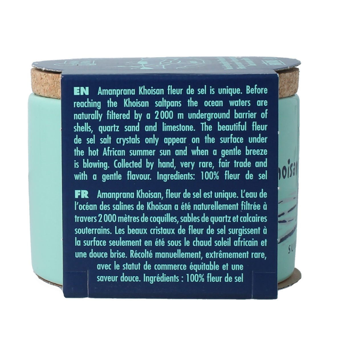 Amanprana Khoisan de sel in a 200g package, featuring natural salt crystals for culinary use.